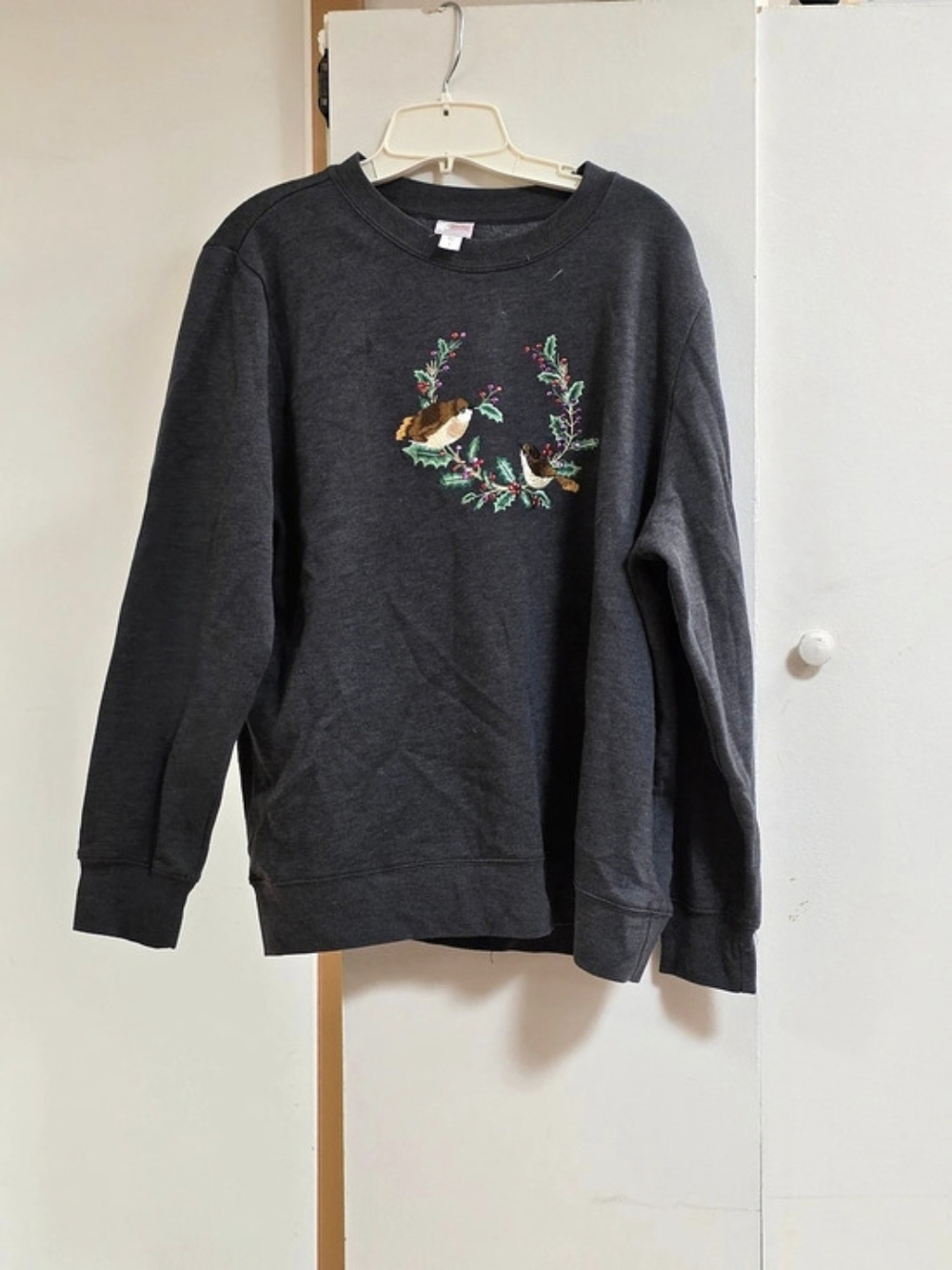 Holiday Editions Embroidered Bird Sweater